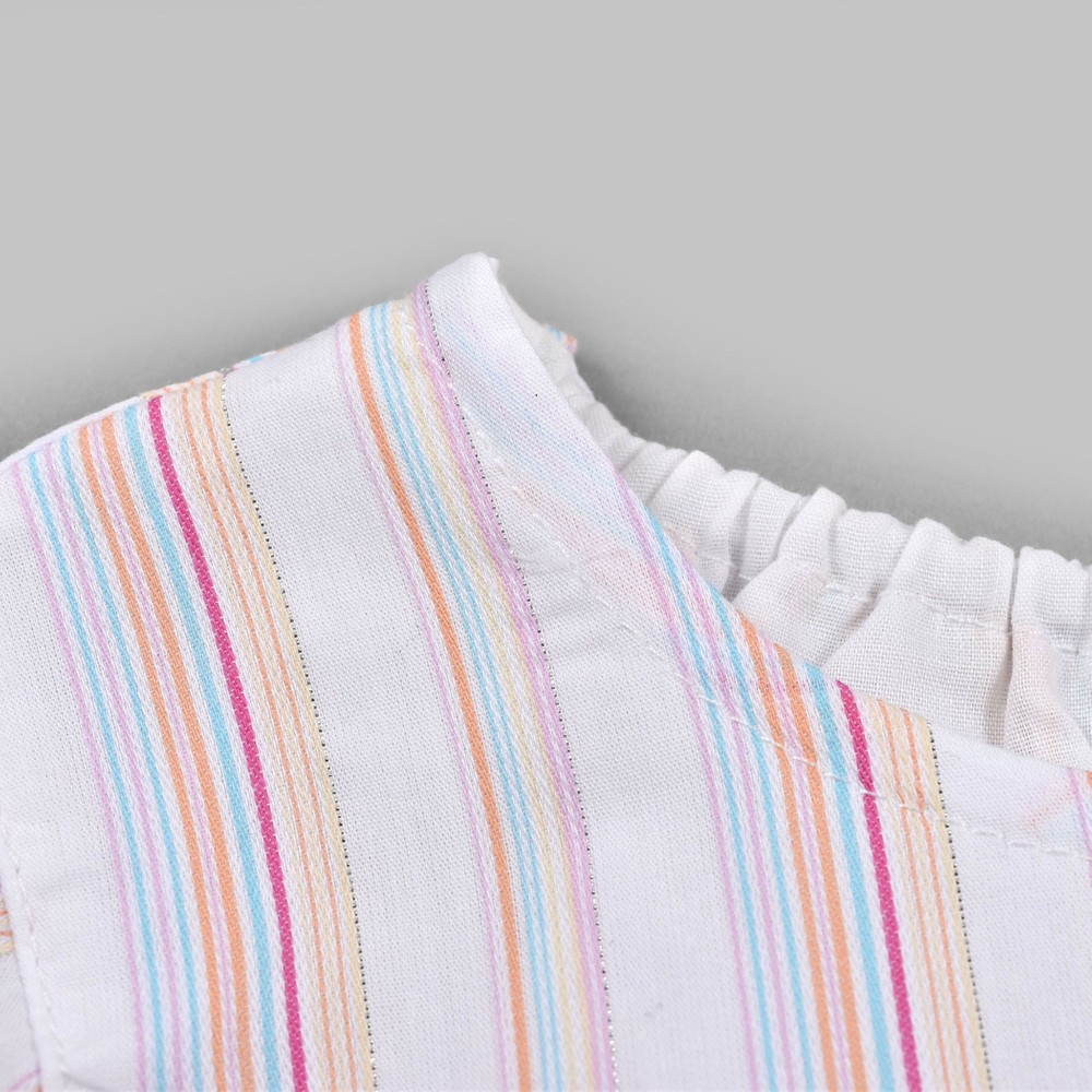 ストライプ ティアード 裏地付 ワンピース (90~130cm) オレンジ系 130cm