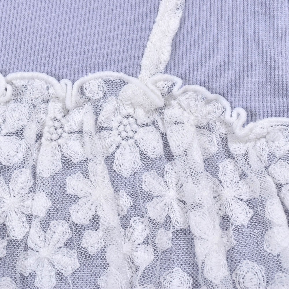 花柄 チュール ドッキング ワンピース (80~130cm) オフホワイト 130cm