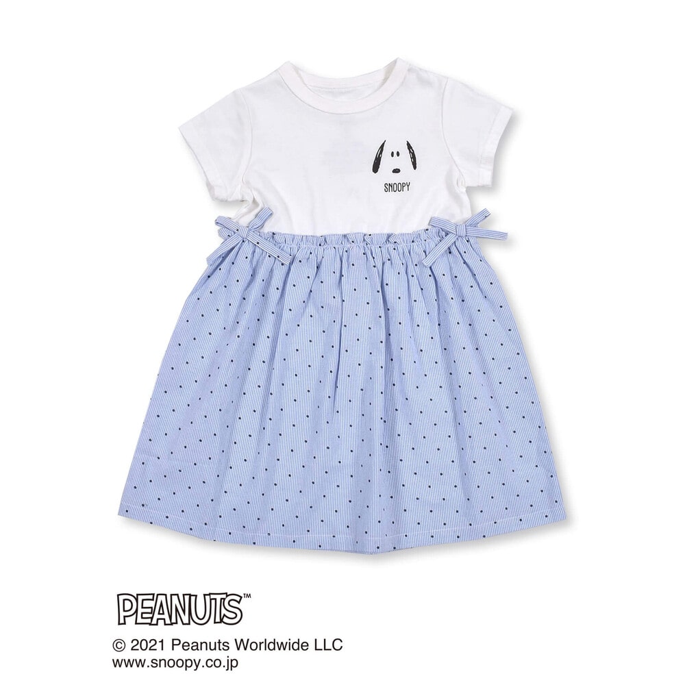 【 SNOOPY ×SLAP SLIPコラボアイテム】 スヌーピー ピーナッツ ドッキング ワンピース (80~130cm) ブラック系 90cm