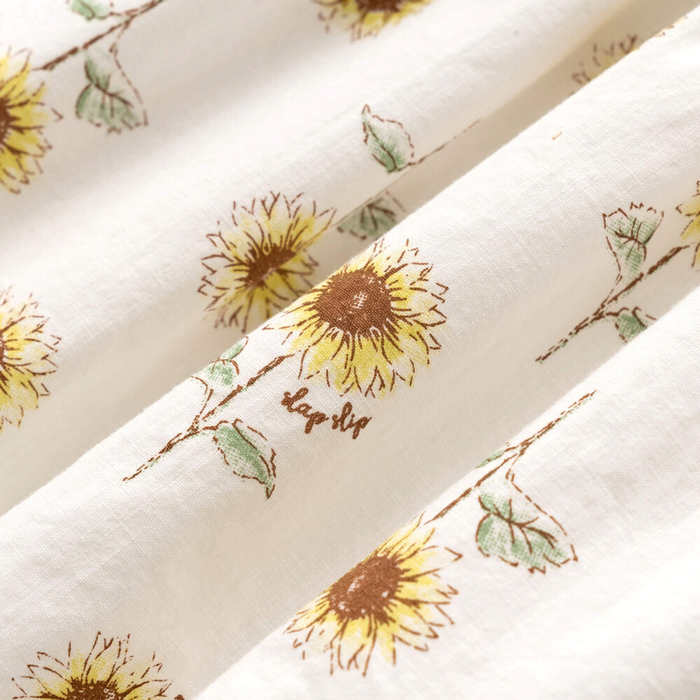 【 お揃い 】 ひまわり 総柄 デニム 布帛 ワンピース (80~130cm) ブルー系 90cm