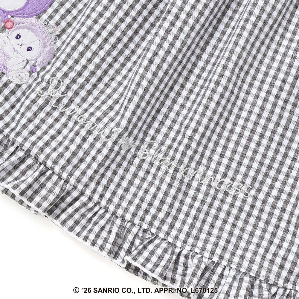 【サンリオキャラクターズxSLAPSLIP】チェックスカートドッキングワンピース(80~130cm) ブラック系 80cm