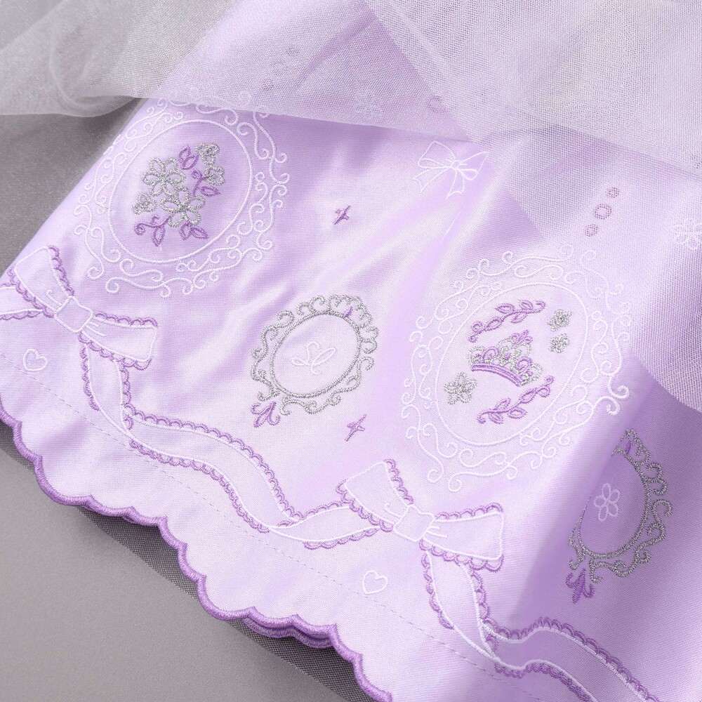 花レースフェミニンモチーフ刺しゅう裾スカラップジャンパースカート(110~130cm) パープル 110cm