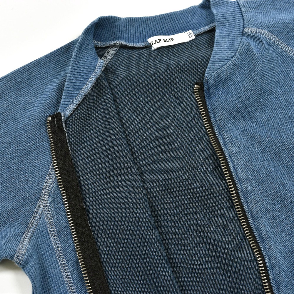 バックプリント デニム ニット ブルゾン (80~130cm) ブルー 110cm