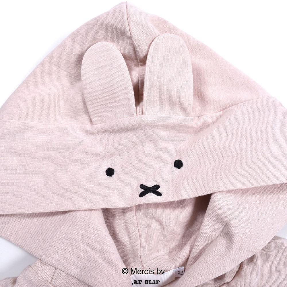 【miffy×SLAP SLIPコラボアイテム】ミッフィー なりきり フェイス プリント フード パーカー(80~130cm) ベージュ 100cm