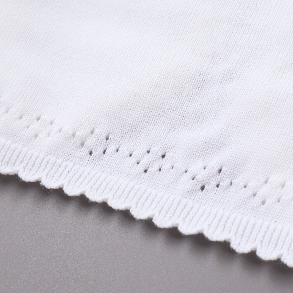 縁スカラップパール調ボタンニットカーディガン(110~130cm) ホワイト 110cm