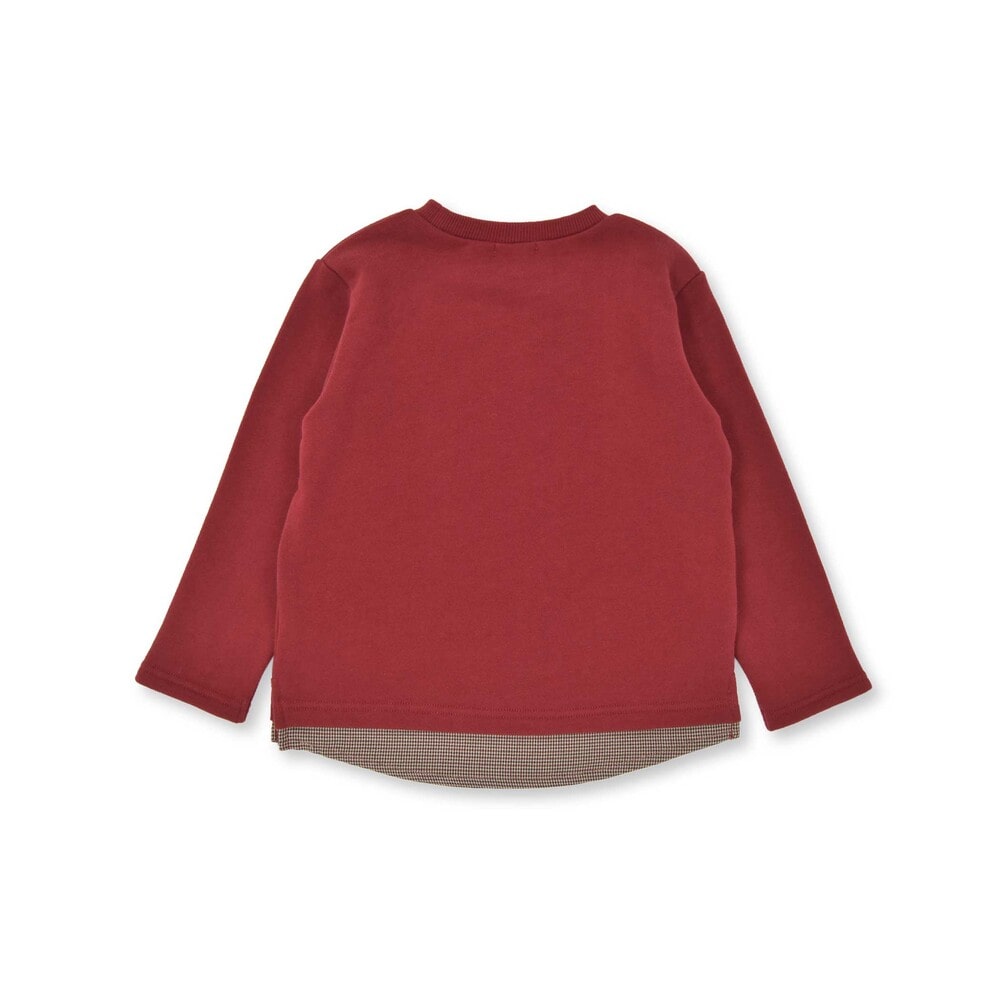 【お揃い】裏起毛チェック切り替えアルファベット刺しゅうトレーナー(80~130cm) オフホワイト 80cm