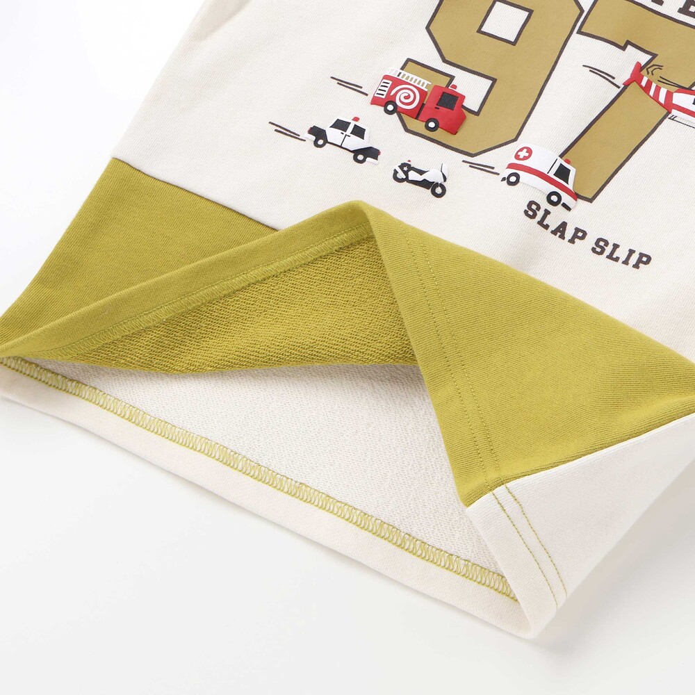 はたらくくるま発泡プリント星パッチナンバリングバイカラートレーナー(80~130cm) レッド×ネイビー 80cm