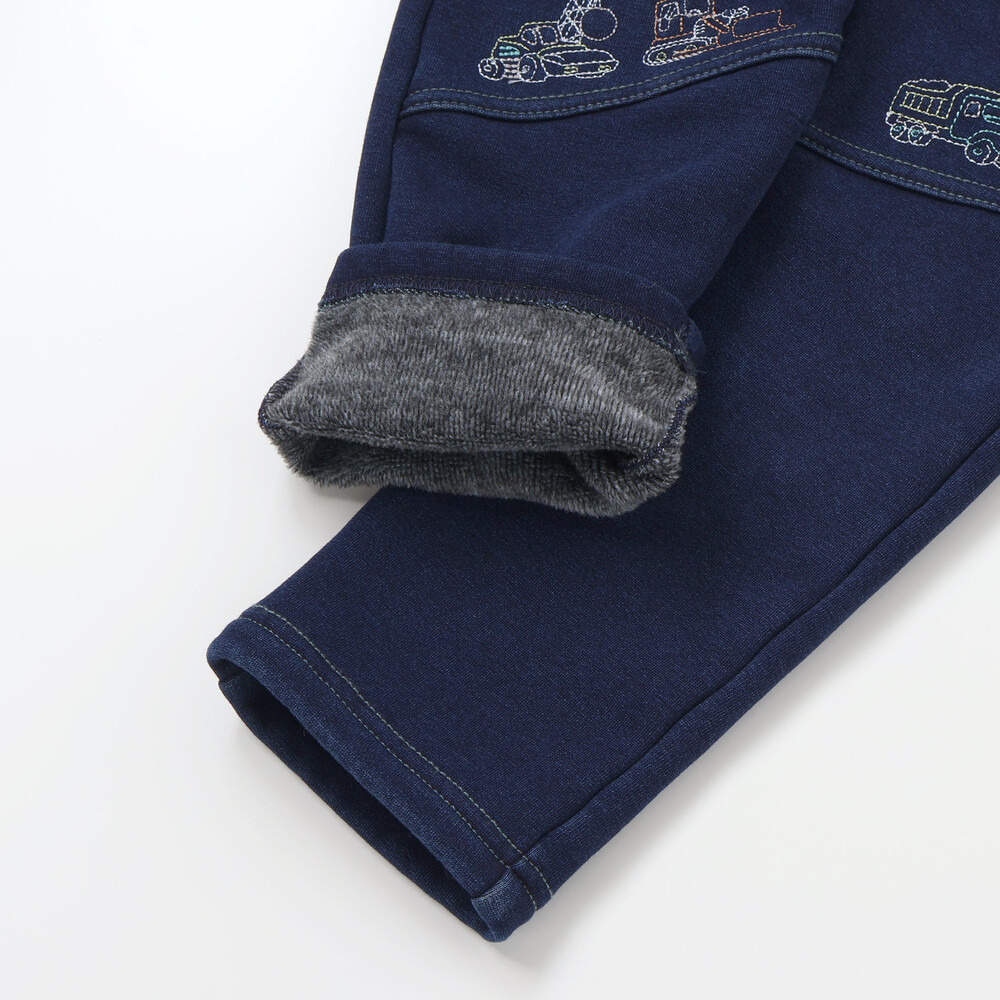 グングンのぼるよはたらくくるま刺しゅうロングパンツ(80~130cm) ブルー 80cm