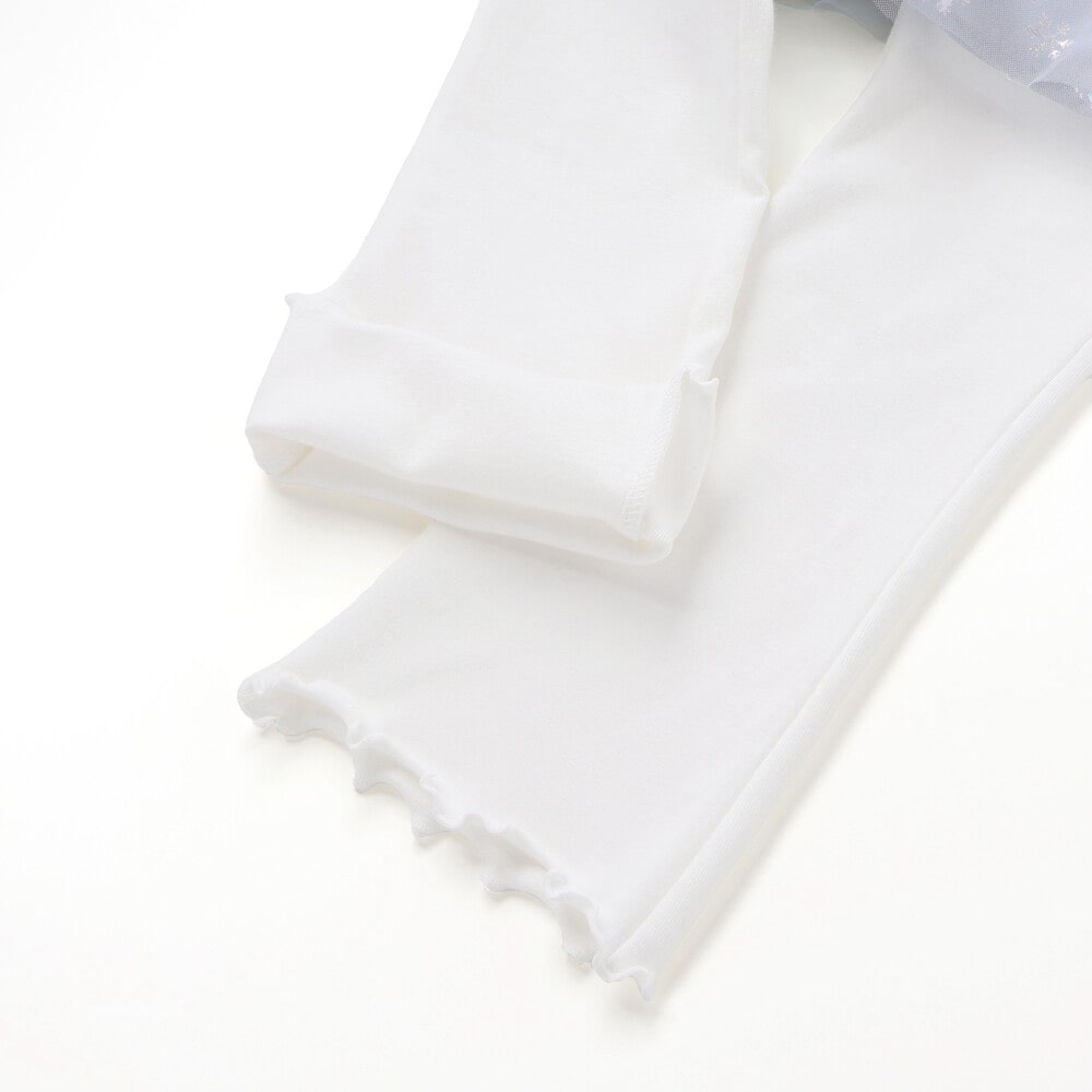 ふわふわドット雪柄チュールセミフレアスカッツ(80~120cm) ブルー 80cm