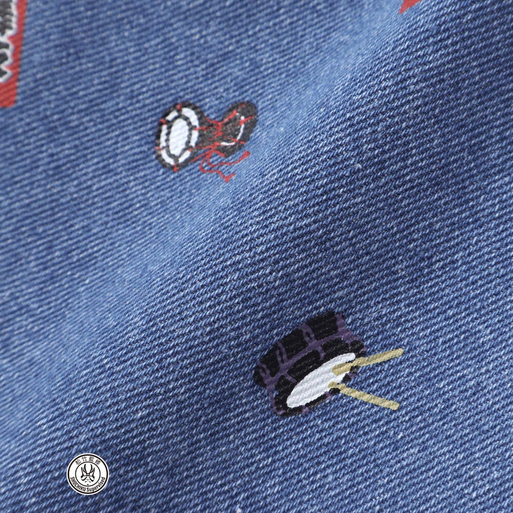 【歌舞伎コラボ】総柄7分丈デニムパンツ(80~130cm) ブルー系 80cm