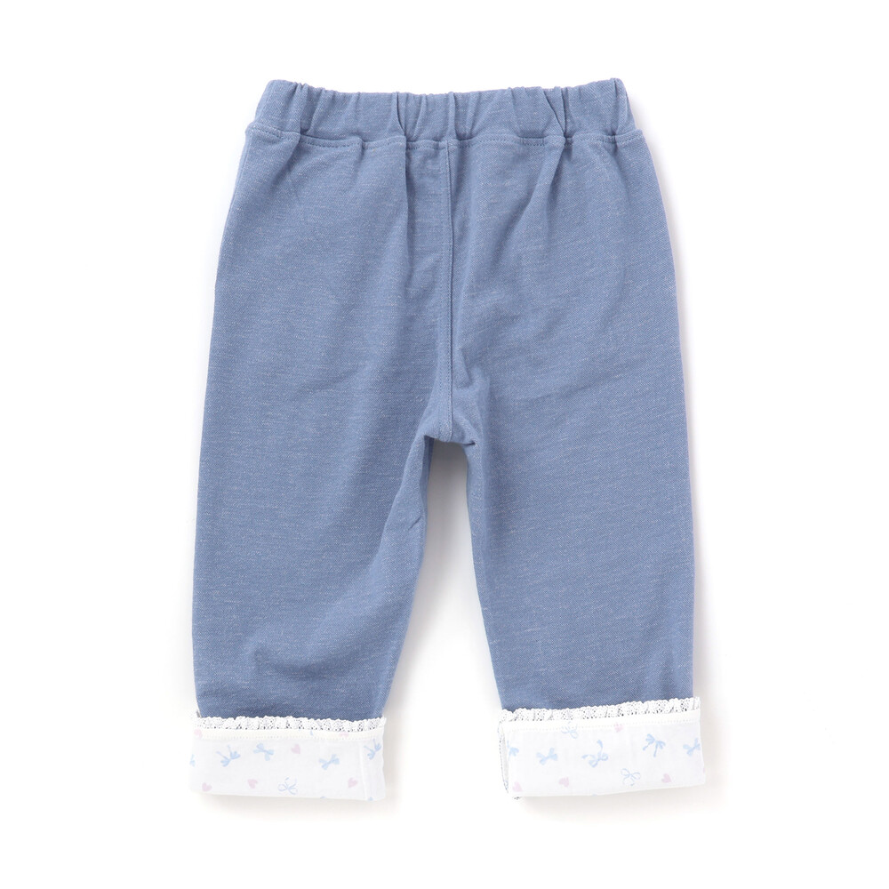 裾折り返しレース7分丈ツイルパンツ(80~120cm) パープル 80cm