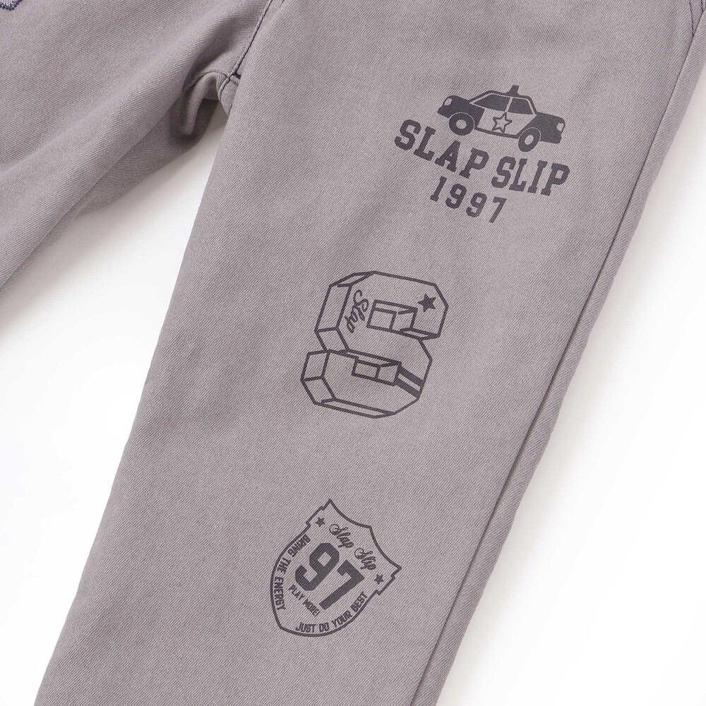 【お揃い】ロゴパッチ刺しゅうリバーシブルチェックパンツ(80~130cm) グレー 80cm