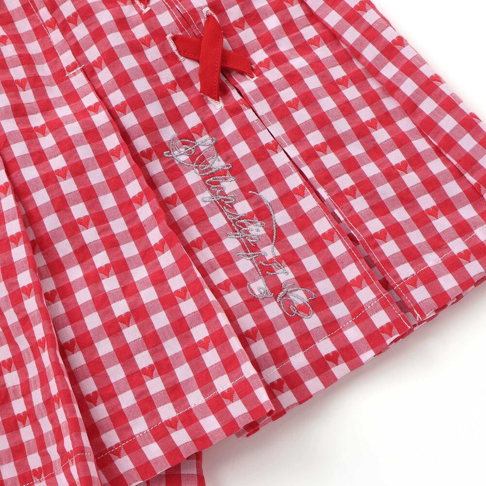 【お揃い】チェックプリーツスカパン(90~130cm) レッド系 90cm