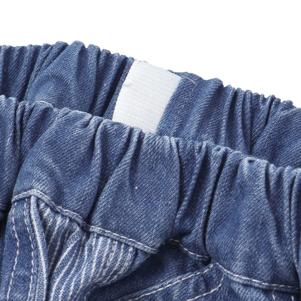 フルーツ昆虫パッチストライプ切り替え5.5分丈デニムパンツ(80~130cm) ブルー 80cm