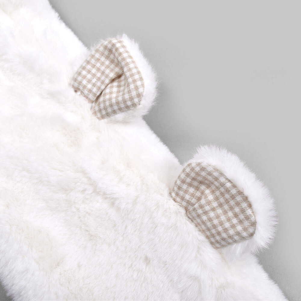 うさぎ くま ネコ アニマル ファー リボン マフラー オフホワイト ワンサイズ