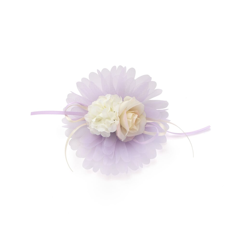 フラワーチュールリボンコサージュ ブルー ワンサイズ