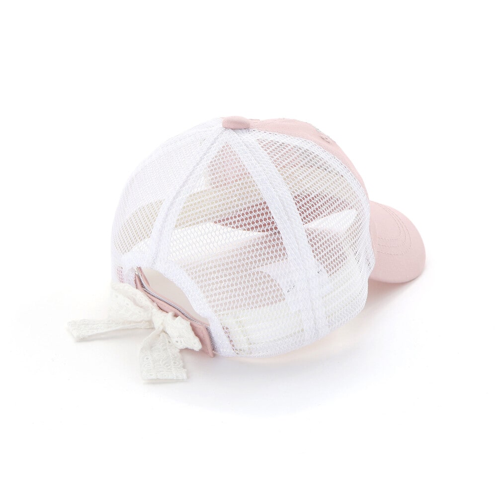 キラキラパッチ刺しゅうリボンメッシュキャップ(52~54cm) オフホワイト S(52cm)