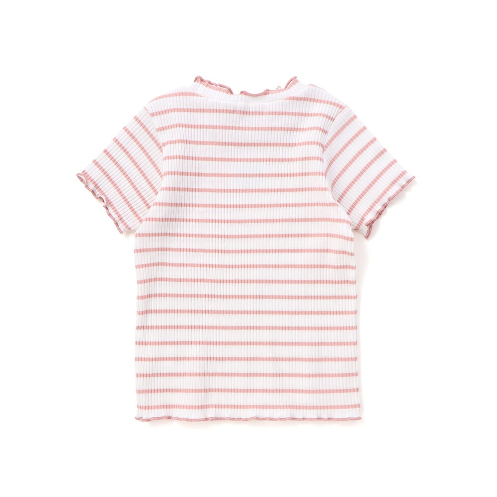 ボーダー&花柄テレコ半袖Tシャツ(80~130cm) パープル系 80cm