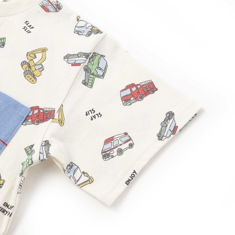 総柄プリント胸ポケット刺しゅう半袖Tシャツ(80~130cm) イエロー系 80cm