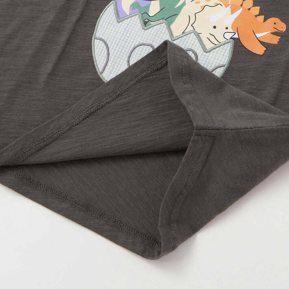 はらぺこ恐竜ラグラン半袖Tシャツ(80~130cm) ホワイト 80cm