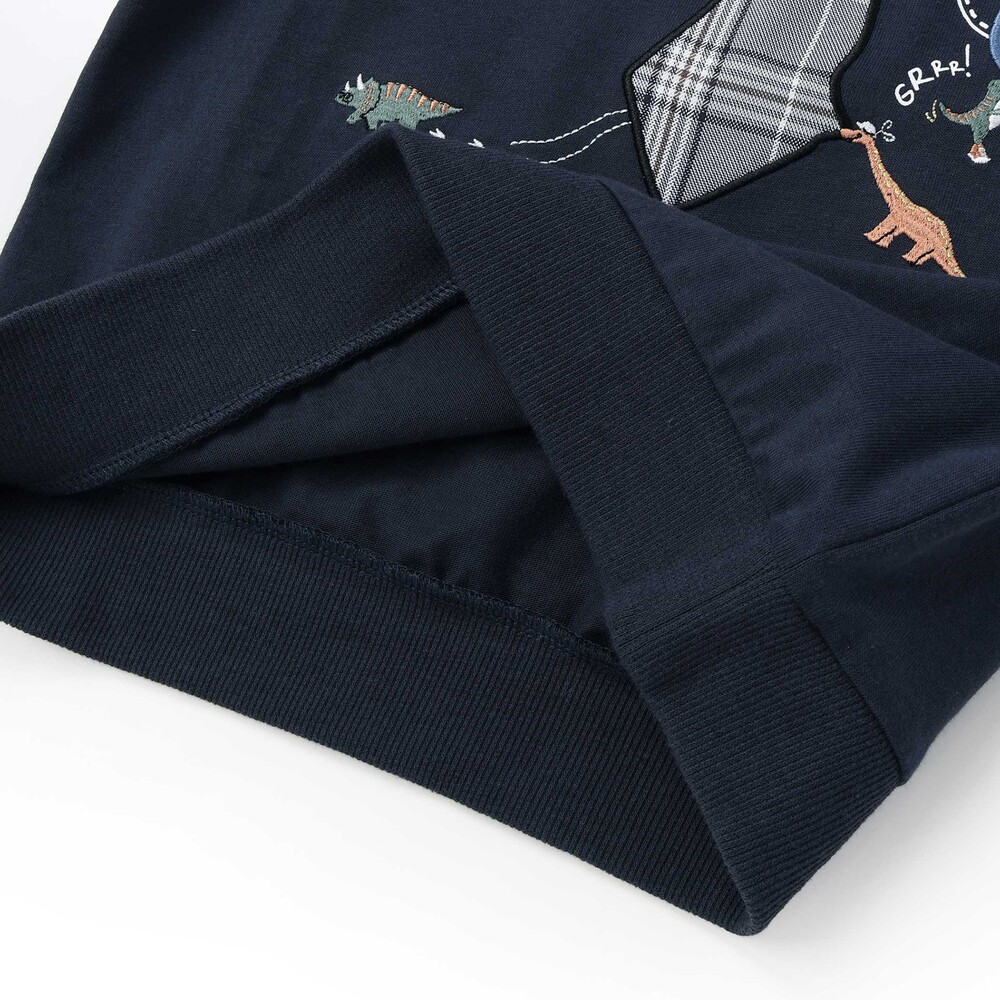 ネクタイメガネパッチ袖切り替え長袖Tシャツ(80~130cm) ネイビー 80cm