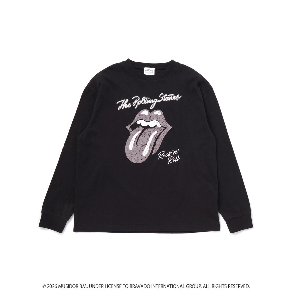 【ザ・ローリング・ストーンズxSLAP】フロントxバックロゴプリント長袖Tシャツ大人 オフホワイト ワンサイズ