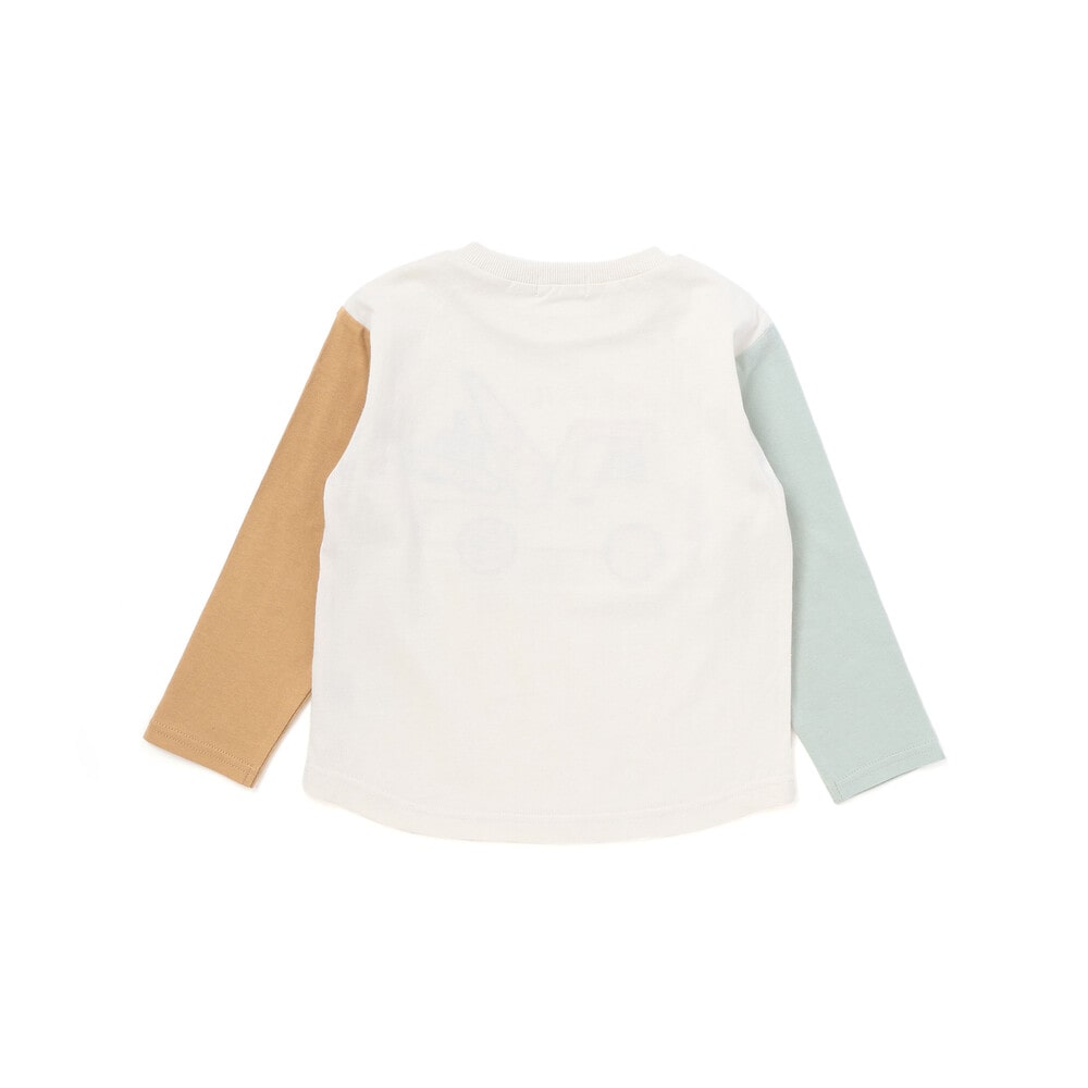 乗り物プリント袖切り替え長袖Tシャツ(80~130cm) ネイビー 80cm