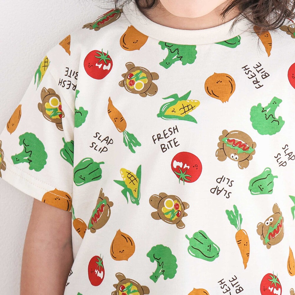 【スララク/吸汗速乾/接触冷感/オーガニックコットン】わくわく男の子半袖Tシャツ(80~130cm) ホワイト×恐竜の水兵さん 80cm