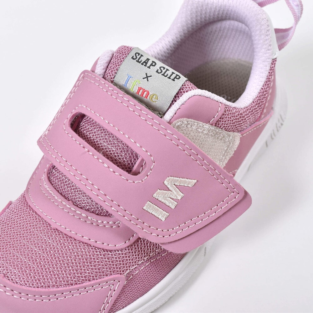 【 IFME × SLAP SLIP コラボアイテム 】 メッシュ ワンベルト スニーカー (15~19cm) ピンク 19cm