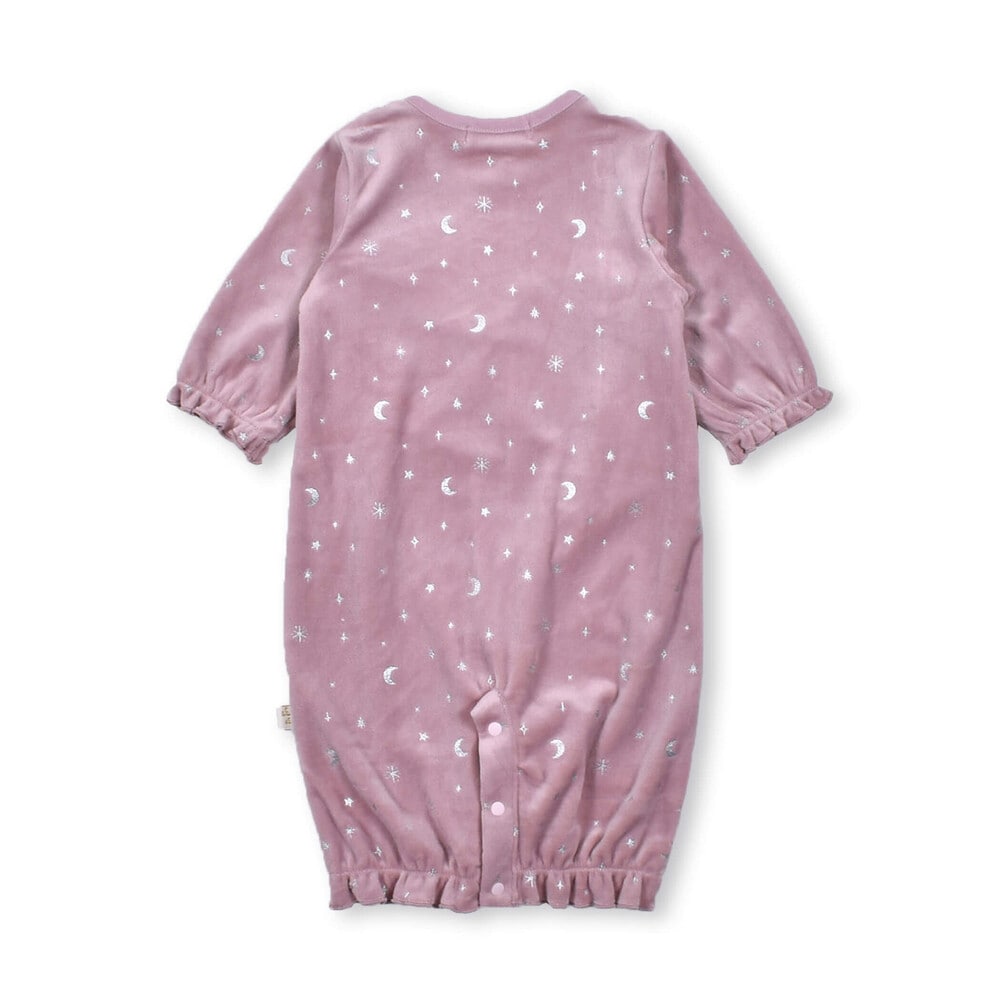 ドットレース ティアラ 刺繍 裾 ギャザー 2WAYオール ベビー (50~70cm) ピンク系 ワンサイズ