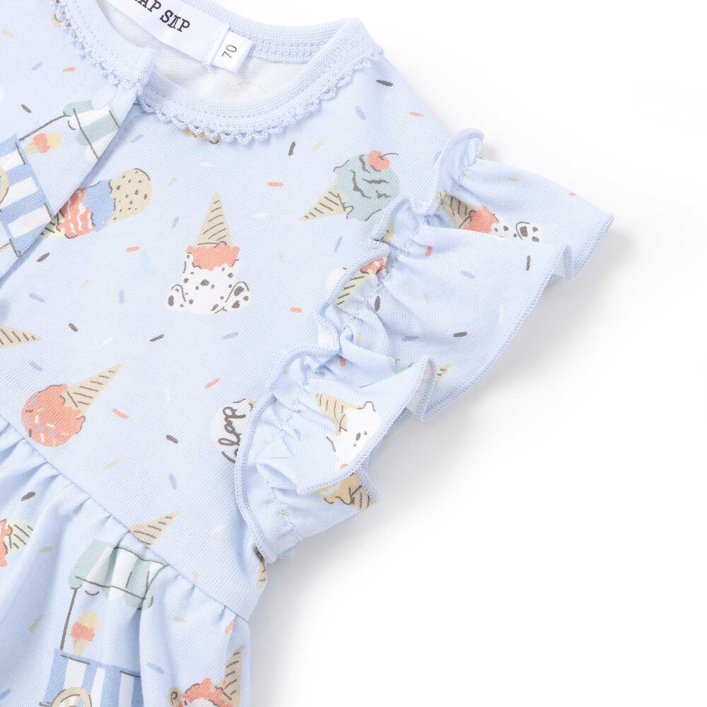 【お揃い】バルーン宝石アイス果物総柄プリントボディミニベビー(60~80cm) ピンク系 60cm