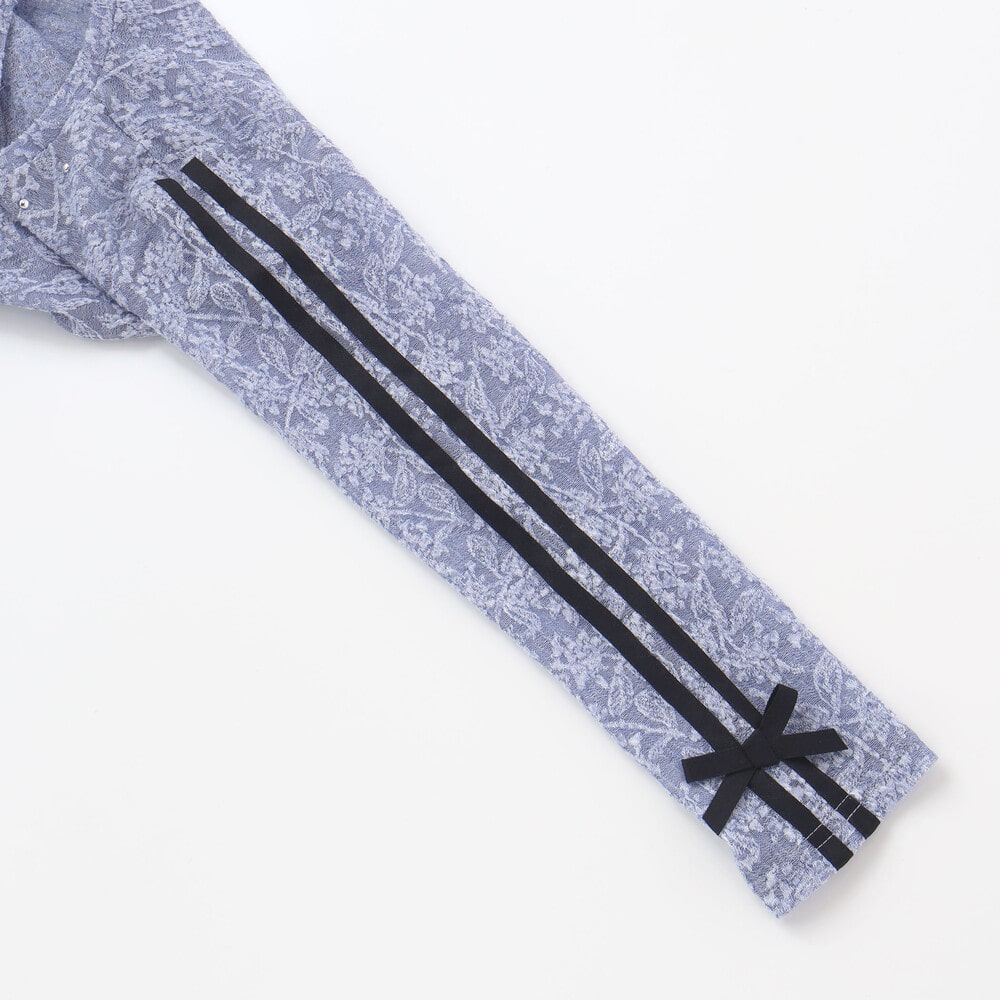 ニットレース長袖Tシャツ+半袖Tシャツセット(110~150cm) ブルー 110cm