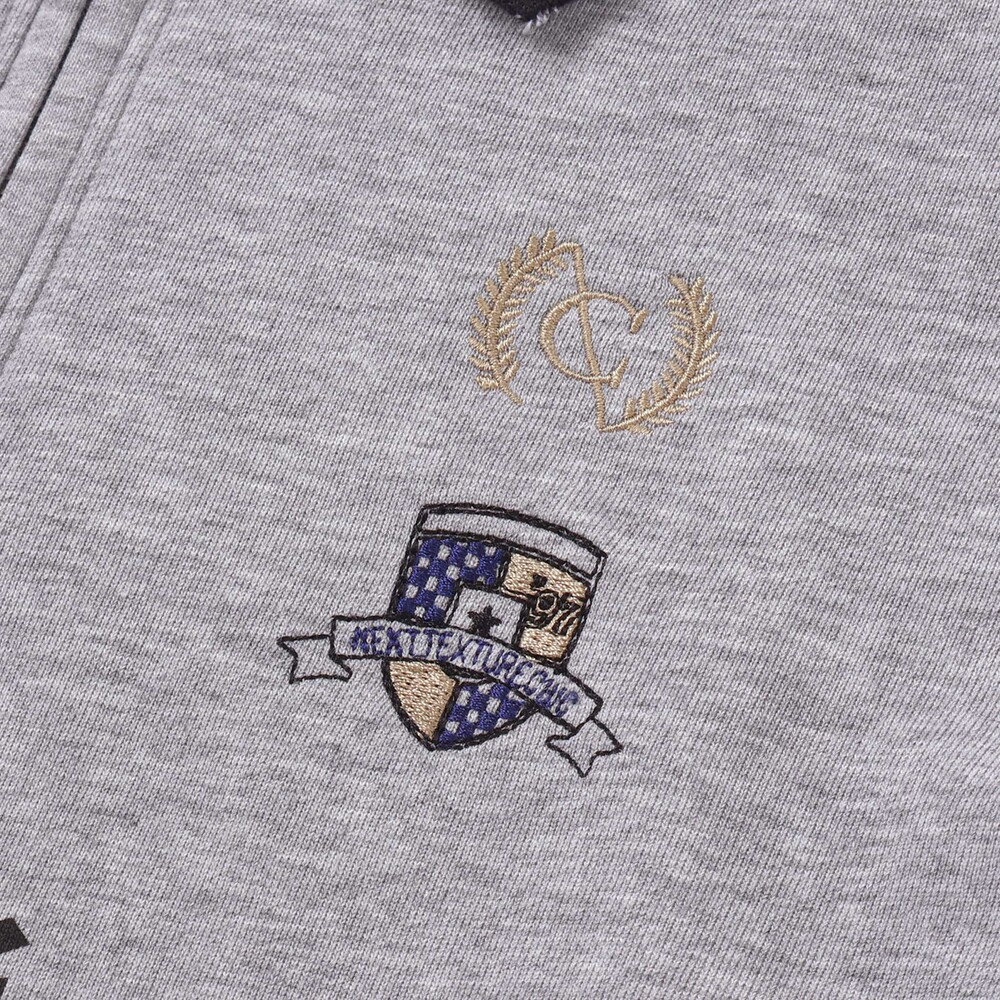 ミニ裏毛ハーフジップロゴ刺しゅうポロシャツ(110~150cm) グレー 110cm