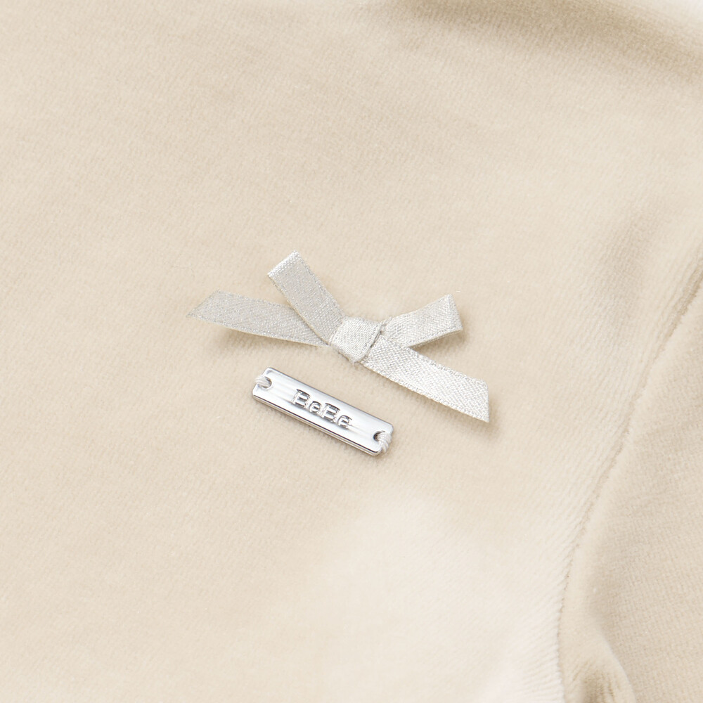 ベロア×ファンシーヤーン切り替えハイネックバルーンワンピース(90~140cm) ピンク 90cm