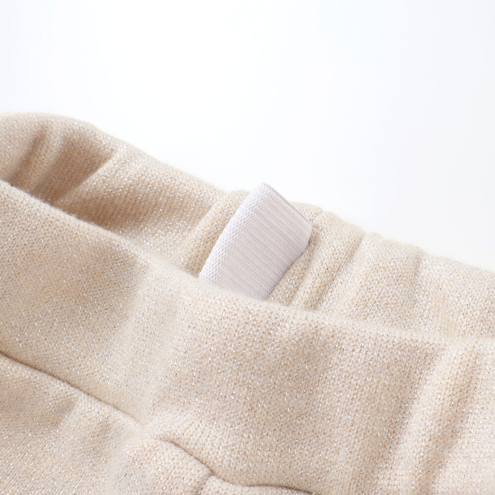 ラメニットフリルトップス+スカート セットアップ(100~140cm) ベージュ 100cm