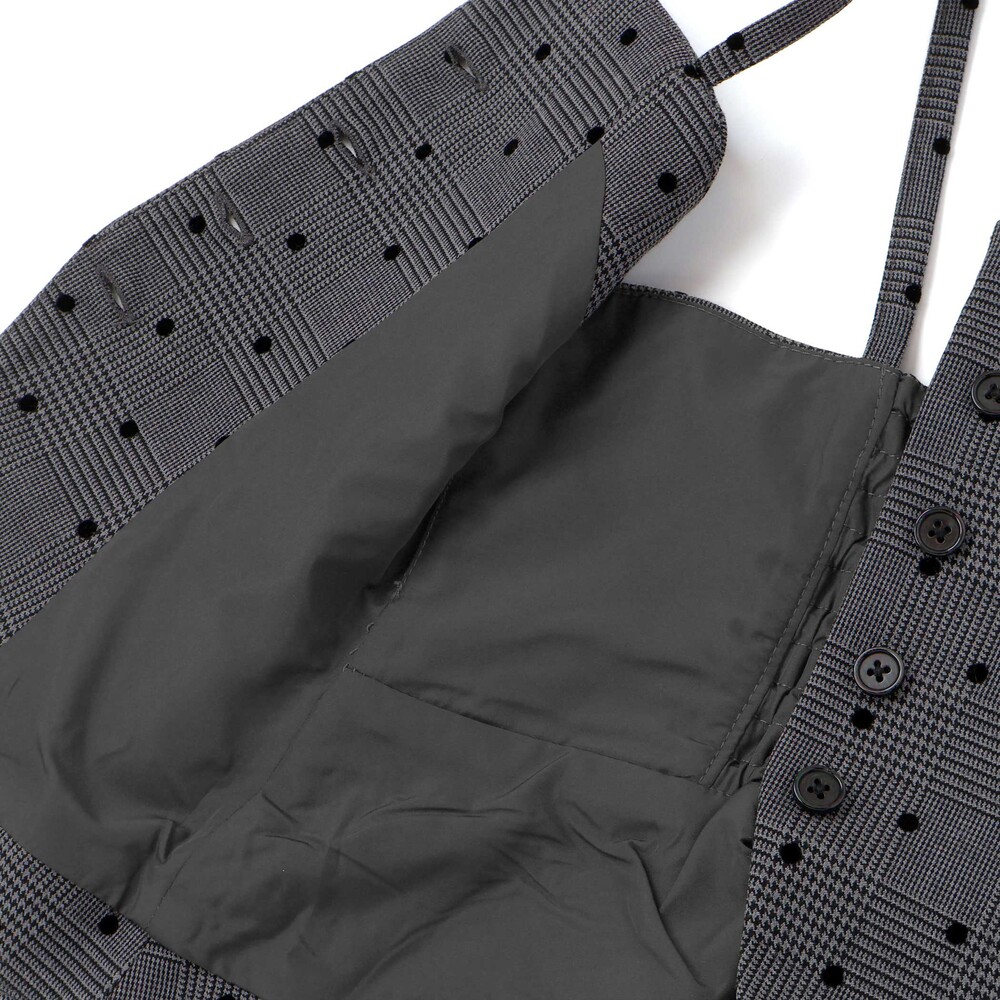 【お揃い】グレンチェック×ドットビスチェ+フリル袖テレコハイネックTシャツ セット(100~160cm) グレー系 100cm
