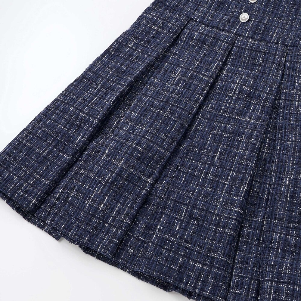 【お揃い】エタンセルラメツイードプリーツジャンパースカート(100~150cm) レッド系 100cm