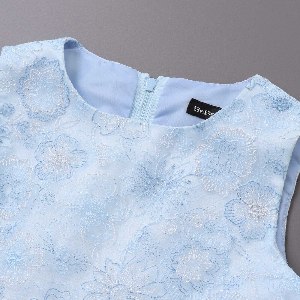 【日本製】オーガンジーフラワー刺しゅうドレス(110~130cm) ベージュ系 110cm