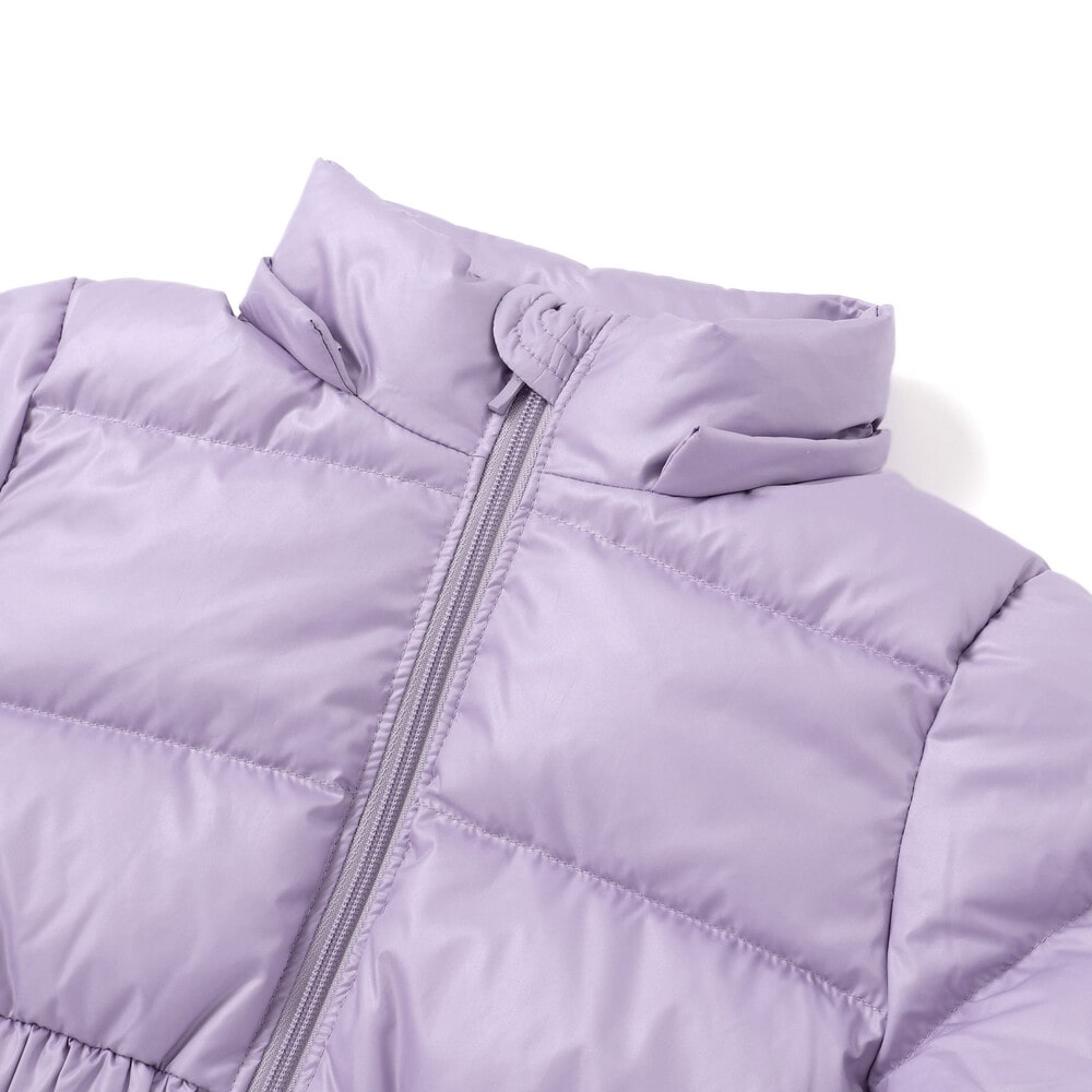 【撥水加工】シャイニータフタウエスト切り替えシャギーファーフードダウンコート(90~150cm) ピンク 90cm