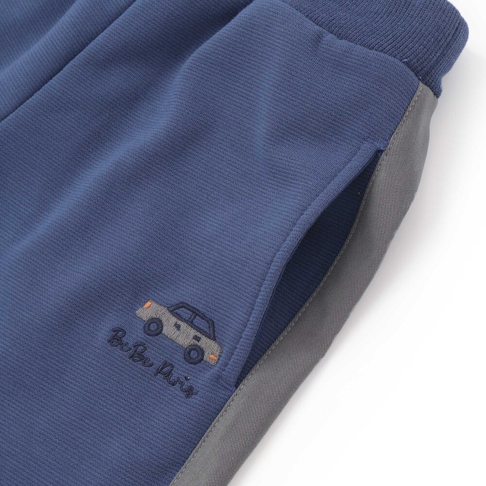 【抗菌・防臭】ミラノリブくるま刺しゅう9分丈ロングパンツ(90~130cm) グリーン SS(90-100cm)