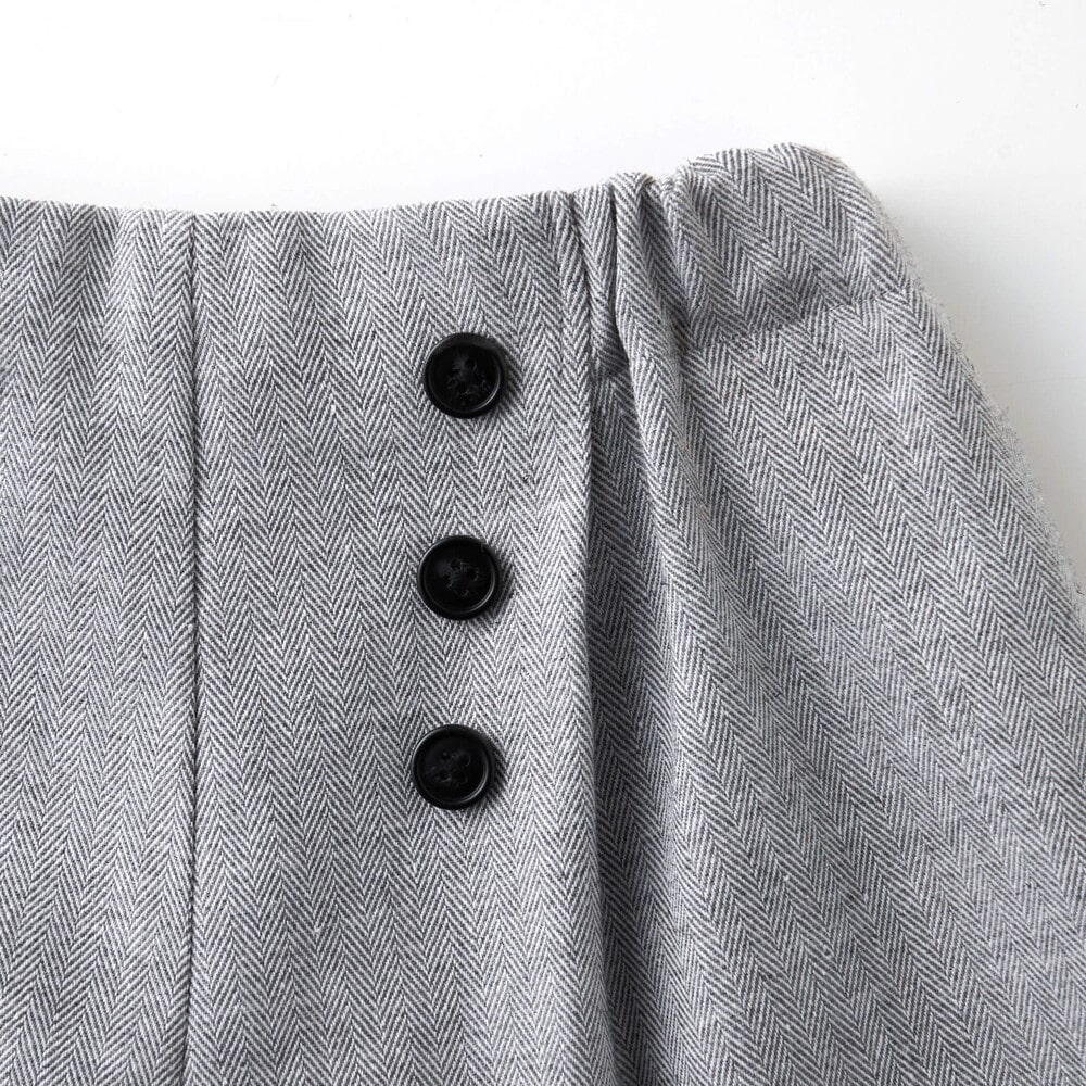 ヘリンボンダブルボタンキュロットパンツ(90~150cm) ブラウン 90cm