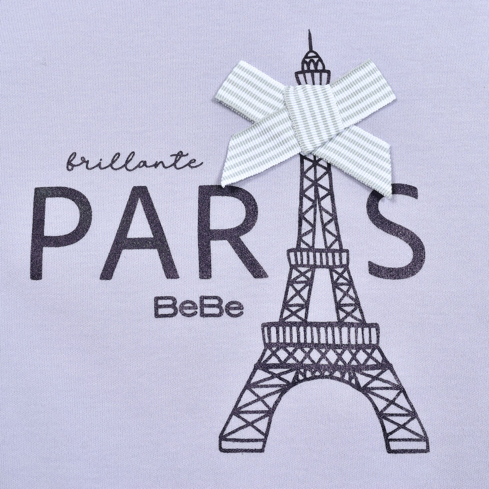 エッフェル塔プリントスカラップTシャツ(90~150cm)(90cm パープル