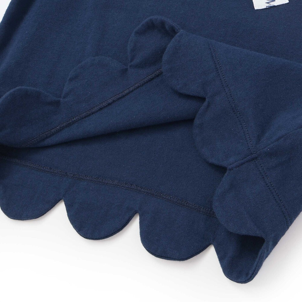 グログランBIGリボンモチーフ裾スカラップ長袖Tシャツ(90~160cm) ネイビー 90cm