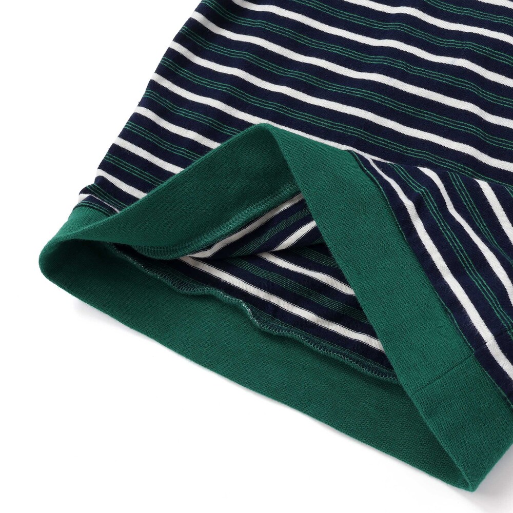 マルチボーダー天竺配色リブ長袖Tシャツ(80~90cm) レッド系 80cm