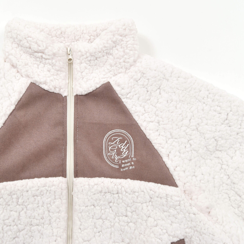 【 ニコ☆プチ 掲載 】ボアスウェード切り替えブルゾン(130~160cm) ブラック 130cm