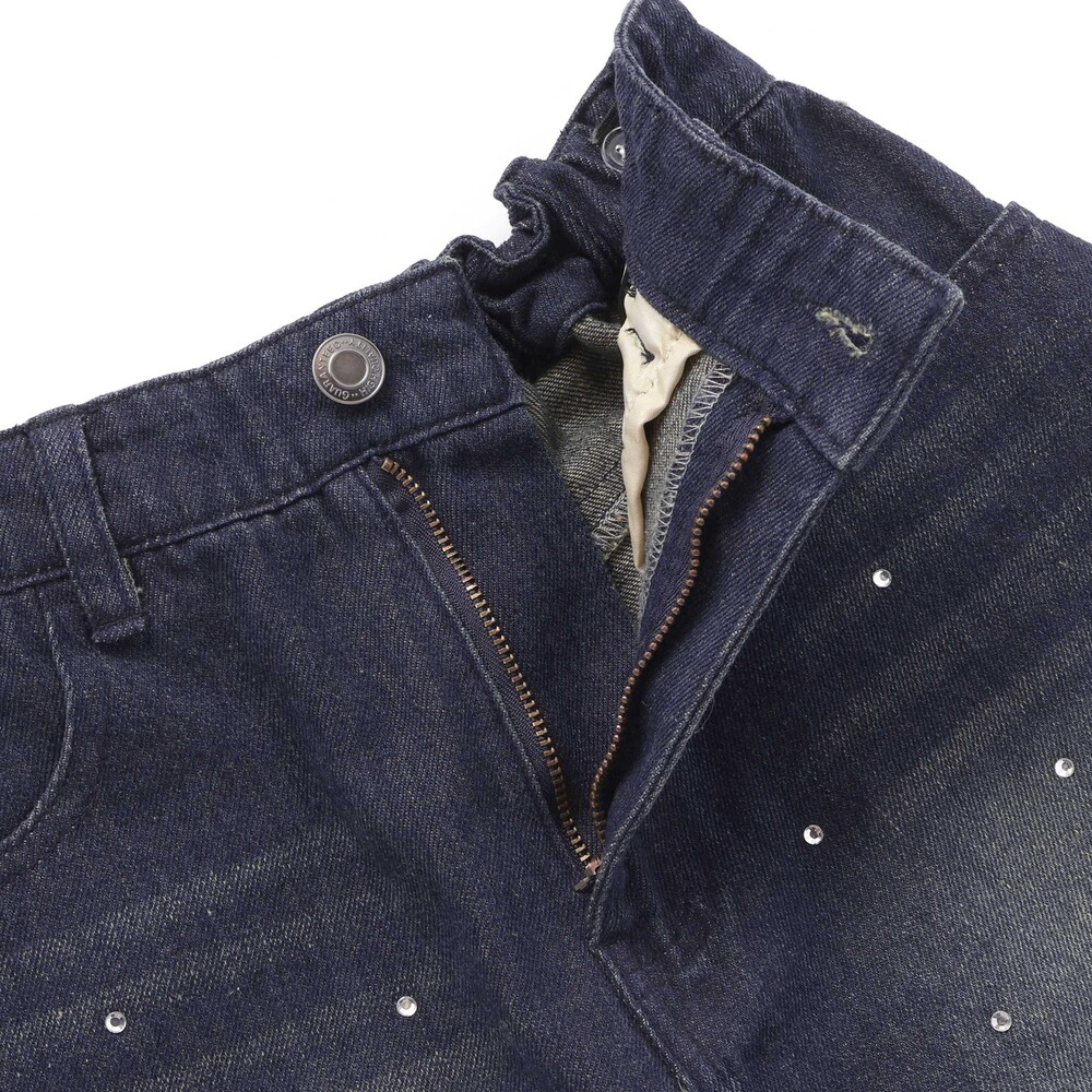 ラインストーンショートデニムパンツ(130~160cm) ネイビー 130cm