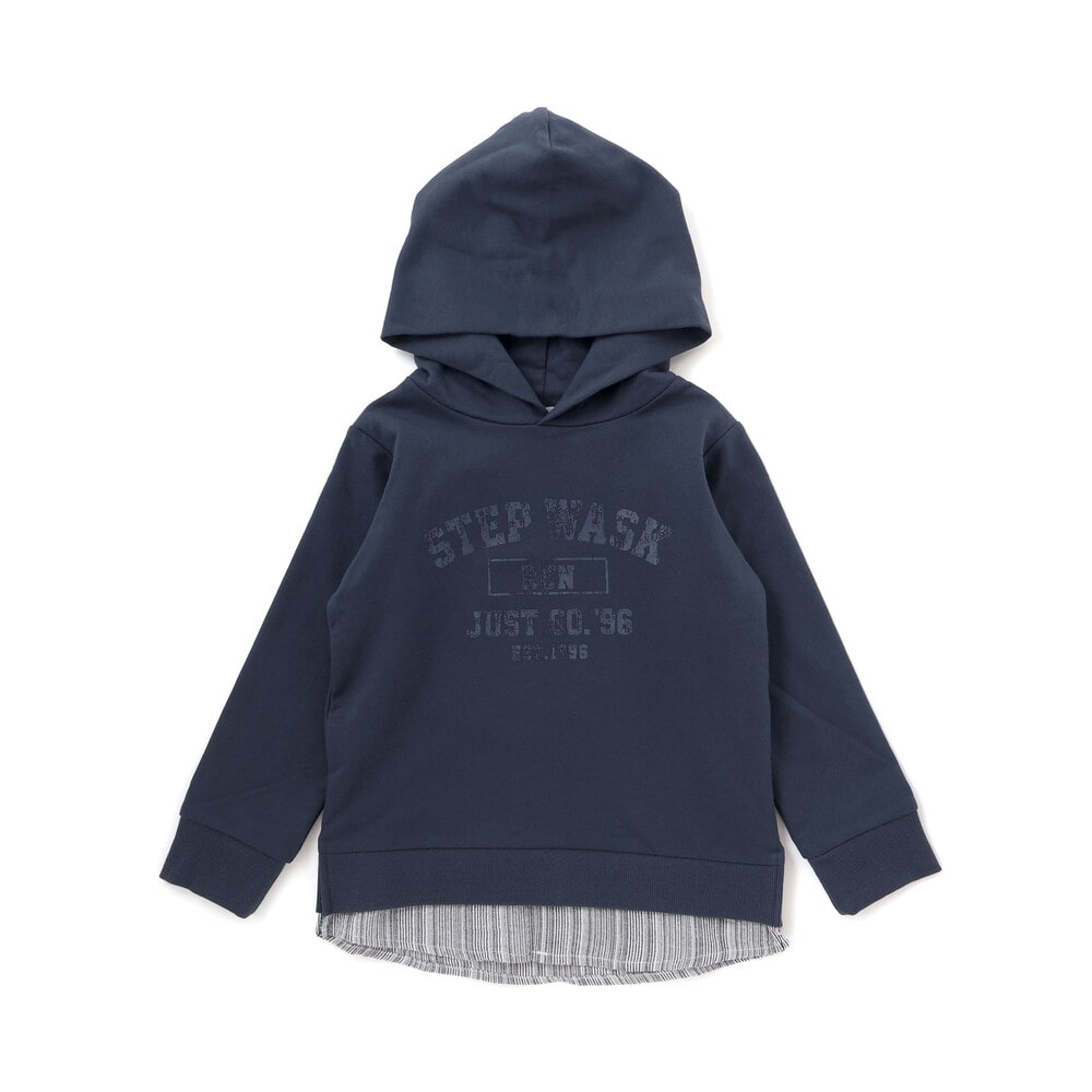 シャツレイヤードカレッジロゴフーディ(110~160cm) ネイビー 110cm