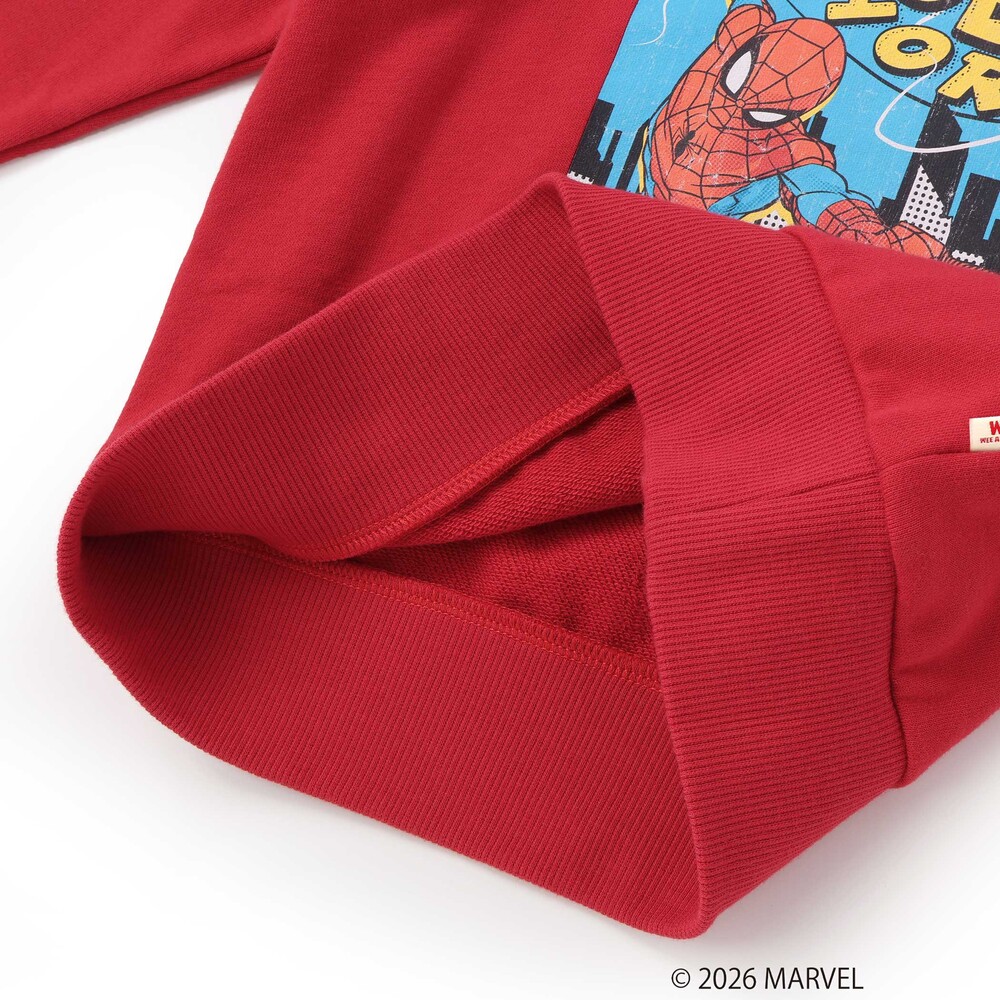 【スパイダーマン】コミックアート スパイダーマン長袖裏毛トレーナー(100~160cm) レッド 100cm