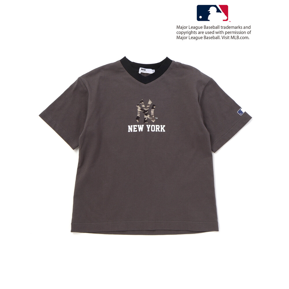 【MLB】 モチーフ VネックTシャツ(100~160cm) グレー 100cm