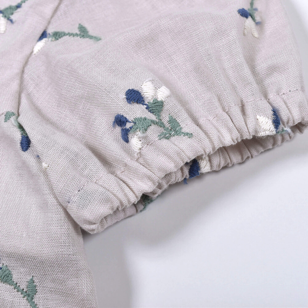 【 お揃い 】 日本製 ボイルガーゼ コットン フラワー 刺繍 ブルマ付き ワンピース ベビー (70~90cm) ピンク系 S(70~80cm)
